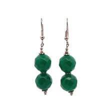 Green Jade 12mm Ball Facet Dangle Gemstone Earrings