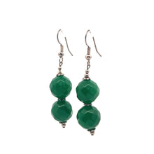 Green Jade 12mm Ball Facet Dangle Gemstone Earrings