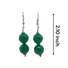 Green Jade 12mm Ball Facet Dangle Gemstone Earrings