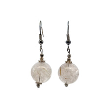 White Rutile 13mm Ball Plain Dangle Gemstone Earrings