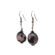 Black Chalcedony 15x14.5x10mm Tumble Plain Dangle Gemstone Earrings