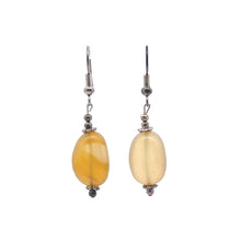 Yellow Chalcedony 16x11x8mm Tumble Plain Dangle Gemstone Earrings