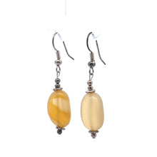 Yellow Chalcedony 16x11x8mm Tumble Plain Dangle Gemstone Earrings