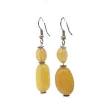 Yellow Chalcedony 18x13x11mm,9x8x7mm Tumble Plain Dangle Gemstone Earrings