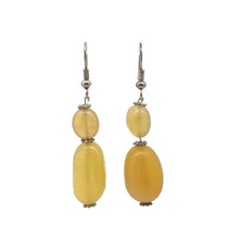 Yellow Chalcedony 18x13x11mm,9x8x7mm Tumble Plain Dangle Gemstone Earrings