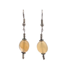 Yellow Chalcedony 12x7mm Tumble Plain Dangle Gemstone Earrings