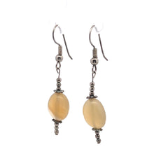 Yellow Chalcedony 12x7mm Tumble Plain Dangle Gemstone Earrings