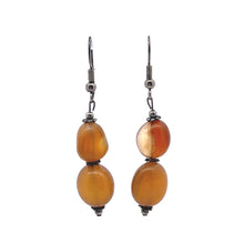 Yellow Chalcedony Tumble Plain Dangle Gemstone Earrings