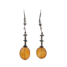 Yellow Chalcedony 14x9mm Tumble Plain Dangle Gemstone Earrings