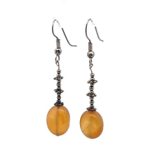 Yellow Chalcedony 14x9mm Tumble Plain Dangle Gemstone Earrings