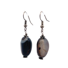 Black Chalcedony 18x13x10mm Tumble Plain Dangle Gemstone Earrings