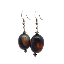 Black Chalcedony 22x16x13mm Tumble Plain Dangle Gemstone Earrings