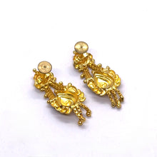 Peacock-Inspired Dangler Pair of Earrings Gold Tone with Pear Motif, Wings & Premium Finish Jewellery