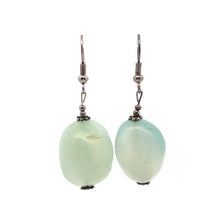 Green Chalcedony 24x18x15mm Tumble Plain Dangle Gemstone Earrings