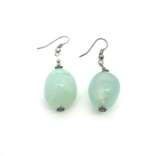 Green Chalcedony 24x18x15mm Tumble Plain Dangle Gemstone Earrings