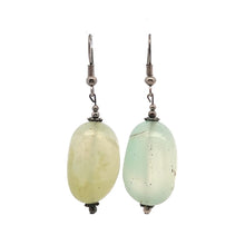 Green Chalcedony 24x18x15mm Tumble Plain Dangle Gemstone Earrings