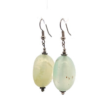 Green Chalcedony 24x18x15mm Tumble Plain Dangle Gemstone Earrings