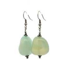 Green Chalcedony 24x18x15mm Tumble Plain Dangle Gemstone Earrings