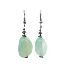 Green Chalcedony 24x18x15mm Tumble Plain Dangle Gemstone Earrings