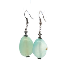 Green Chalcedony 24x18x15mm Tumble Plain Dangle Gemstone Earrings