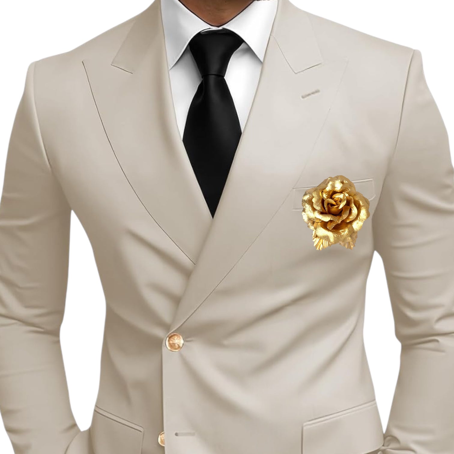 24k Yellow Gold Foil Rose Brooch Handcrafted Premium Luxury Pin Boutonnière Floral Gift