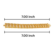 Yellow Gold Plated Nature Bracelet – Textured Leaf Links & Filigree Weave