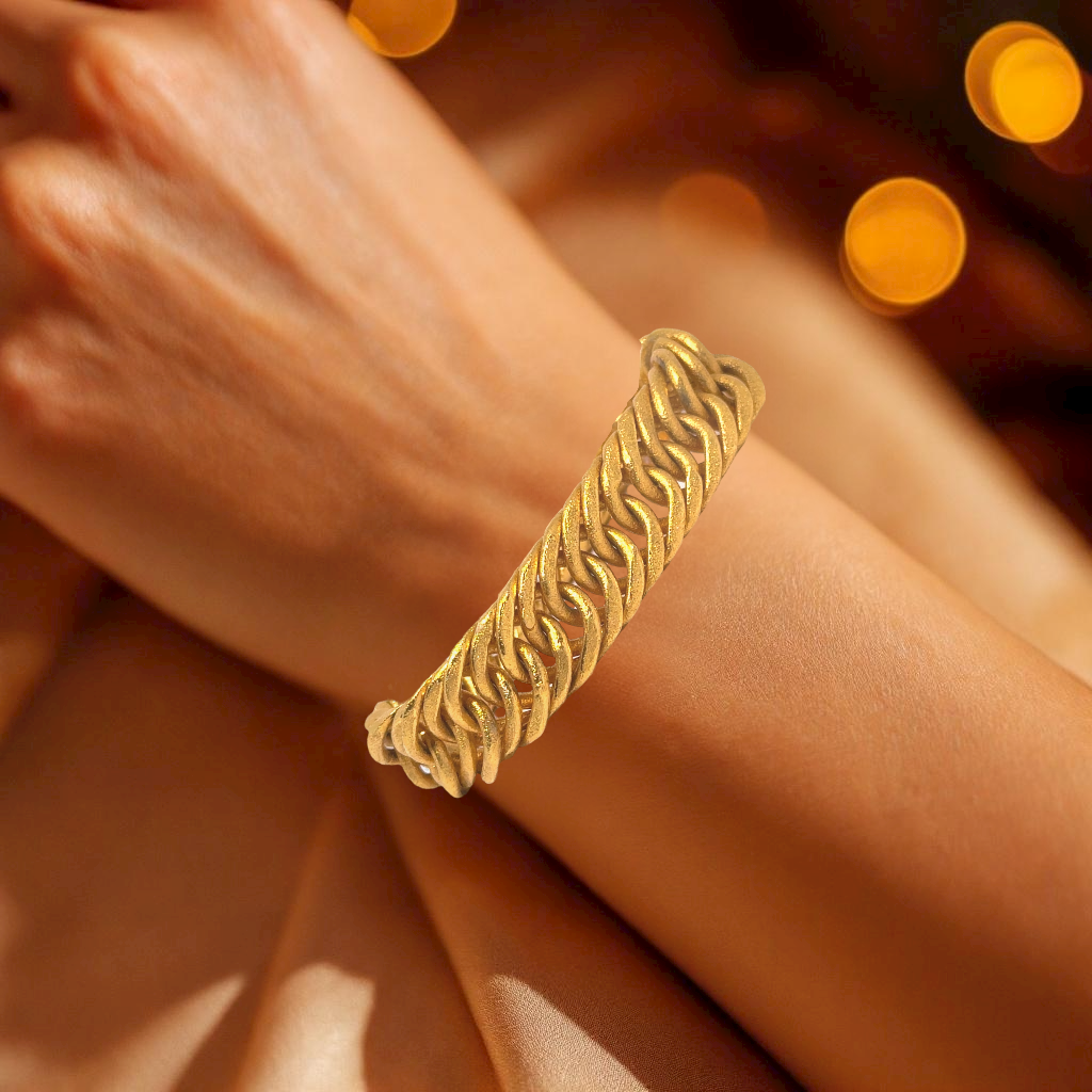 Yellow Gold Plated Rope Bracelet – Twisted Loop Chain in Bold Statement Design