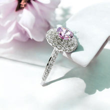 18K White Gold Natural Diamond & Pink Sapphire Halo Ring