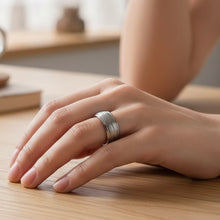 Tungsten Ring Silver Brushed Center Stripe Stylish Band