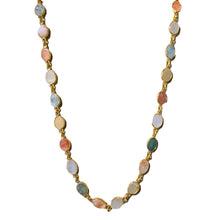 Natural Handmade Station Necklace featuring Flat Oval Cut Semiprecious Gemstones Jewelry