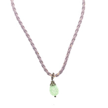 Pendant Light Green Drop Shape 16mm Glass Stone With Purple Twisted Cord Necklace Inspired By Fresh Uplifting Color Energy