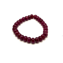 Natural Ruby Stretch Bracelet | Smooth 7-8mm Rondelle Beads 29 Pcs 110 Carats | Burgundy Red VVS Clarity | July Birthstone Gemstone Jewelry