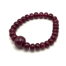 Natural Ruby Gemstone Bracelet | Smooth 8-15mm Rondelle Beads 27 Pcs 166 Carats | Deep Burgundy Red VVS Clarity | Stretchable Unisex Jewelry