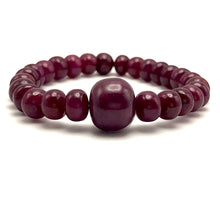 Natural Ruby Gemstone Bracelet | Smooth 8-15mm Rondelle Beads 27 Pcs 166 Carats | Deep Burgundy Red VVS Clarity | Stretchable Unisex Jewelry