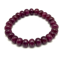 Natural Ruby Bracelet | Smooth 9–10mm Rondelle Beads 26 Pcs 197 Carats | Crimson Red VVS Clarity | Stretchable Unisex Gemstone Jewelry