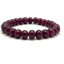 Natural Ruby Bracelet | Smooth 9–10mm Rondelle Beads 26 Pcs 197 Carats | Crimson Red VVS Clarity | Stretchable Unisex Gemstone Jewelry