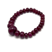 Natural Ruby Bracelet | Smooth 7–15mm Rondelle Beads 27 Pcs 157 Carats | Burgundy Red VVS Clarity | Adjustable Gemstone Jewelry