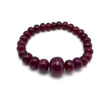Natural Ruby Bracelet | Smooth 7–15mm Rondelle Beads 27 Pcs 157 Carats | Burgundy Red VVS Clarity | Adjustable Gemstone Jewelry