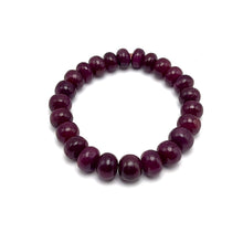 Natural Ruby Bracelet | Smooth 9–11mm Rondelle Beads | 24 Pcs 188 Carats | Crimson Red VVS Clarity | July Birthday Gemstone Jewelry