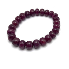 Natural Ruby Bracelet | Smooth 9–11mm Rondelle Beads | 24 Pcs 188 Carats | Crimson Red VVS Clarity | July Birthday Gemstone Jewelry