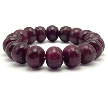 Natural Ruby Bracelet | Smooth 12-13mm Rondelle Beads 18 Pcs 282 Carats | Rich Scarlet Red VVS Clarity | Stretchable Handmade Gemstone Jewelry