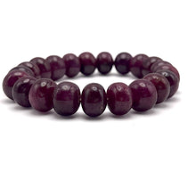 Natural Ruby Bracelet | Smooth 10-12mm Rondelle Beads 21 Pcs 247 Carats | Crimson Red VVS Clarity | Adjustable Gemstone Jewelry