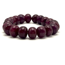 Natural Ruby Bracelet | Smooth 11-12mm Rondelle Beads 20 Pcs 245 Carats | Crimson Red VVS Clarity | July Birthstone Gemstone Jewelry