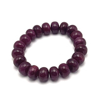 Natural Ruby Bracelet | Smooth 11–12mm Rondelle Beads 20 Pcs 248 Carats | Burgundy Red VVS Clarity | July Birthstone Jewelry