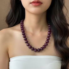 Natural Precious Ruby Necklace | Smooth 15-21mm Rondelle Beads 46 Pcs 2033 Carats | Crimson Red VVS Clarity | 24.4 Inch High Grade Gemstone Jewelry