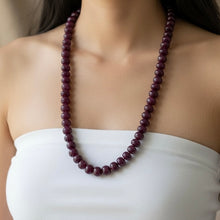 Royal Treasury Natural Ruby Rondelle Necklace Bold 12-13mm Plain Cut VVS Clarity Scarlet Color Gemstone Jewelry For Ambition, Focus & Confidence