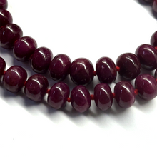 Natural Smooth Ruby Necklace | Rondelle 13-14mm Beads 63 Pcs 1187 Carats | Crimson Red VVS Clarity | 26 Inch Elegant Precious Gemstone Jewelry