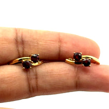 18K Yellow Gold | Natural Rubellite Huggie Hoop Gemstone Earrings | Elegant Modern Design