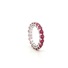 18K White Gold Natural Round Ruby Full Eternity Band Ring | Classic Wedding Anniversary Jewelry