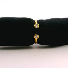 18K Yellow Gold Diamond Open Cuff Ring | Two Bezel-Set White Diamonds | Contemporary Stackable Knuckle Band